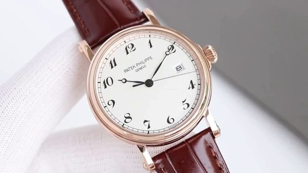 Best Swiss Patek Philippe Calatrava 5153J-011 Replica, 38mm, Super Clone, Brown Leather - Image 2